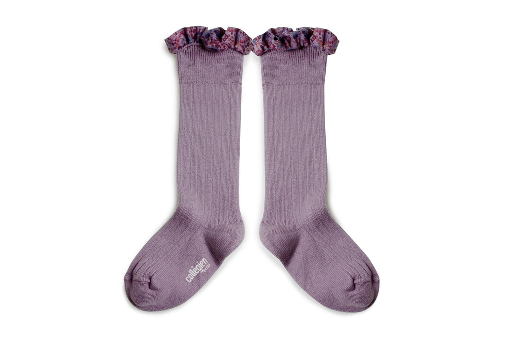 Elisabeth - Liberty Ribbed Knee High Socks (Violet)