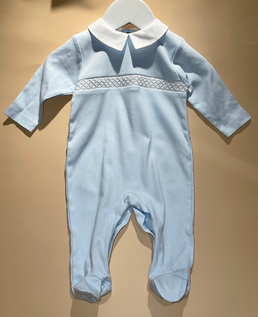 Baby Boy Footie with White Collar