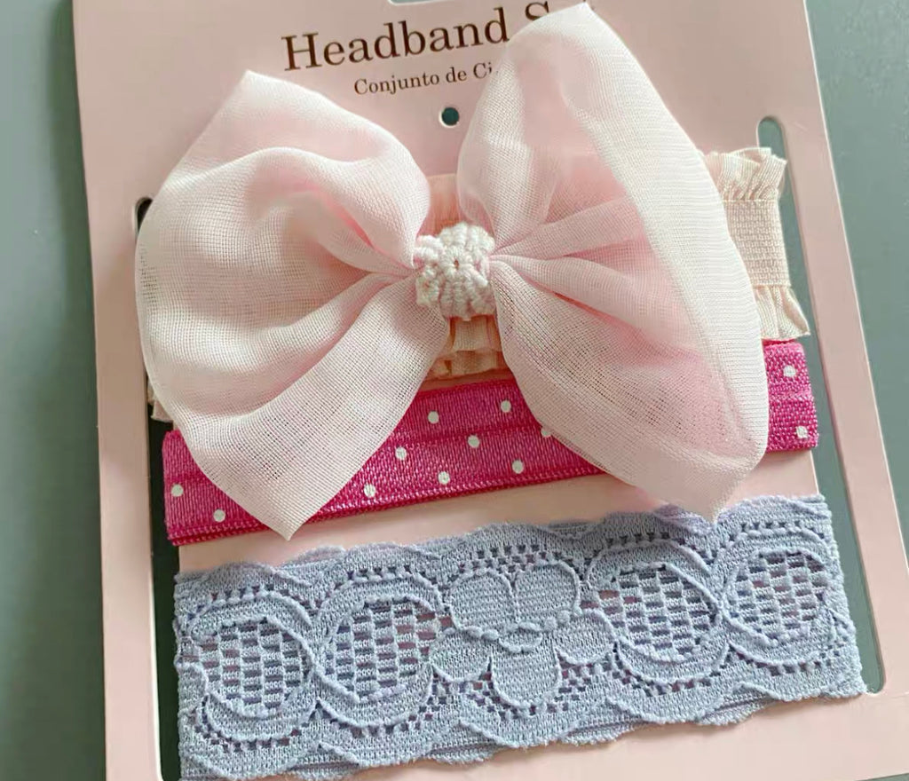 Pink Baby Bow Headband Set