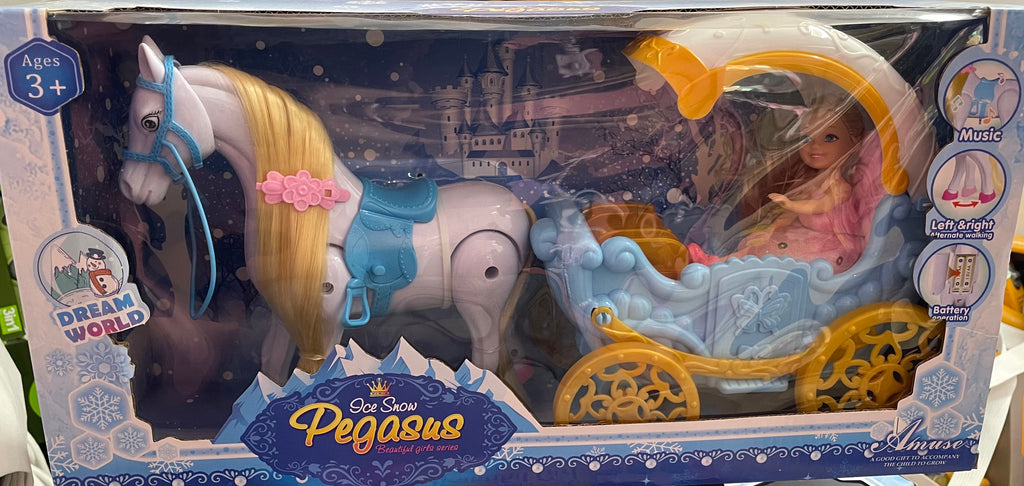 Ice Snow Pegasus Horse & Carriage 3+