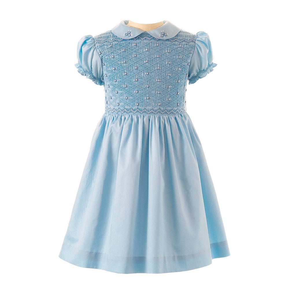 Elsa Blue Bow Smocked Dress