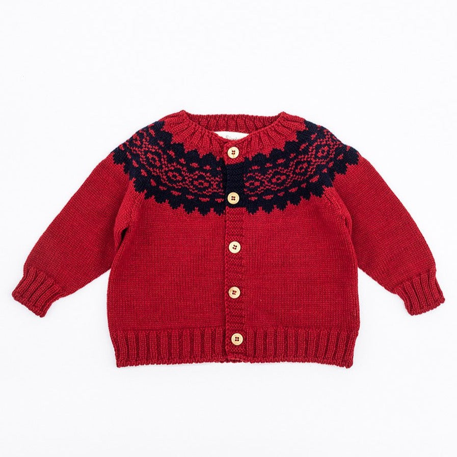 Knitted Merino Wool Cardigan Red