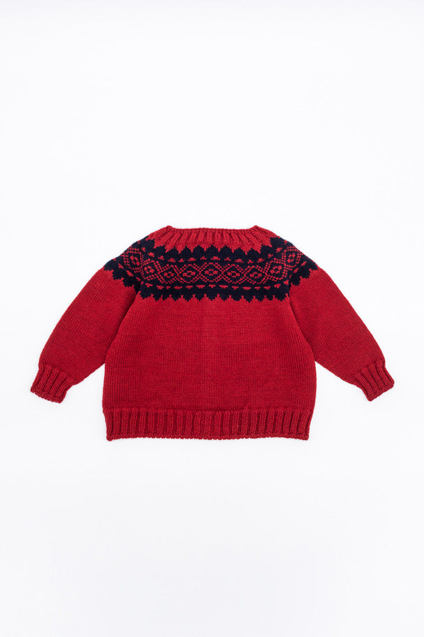 Knitted Merino Wool Cardigan Red