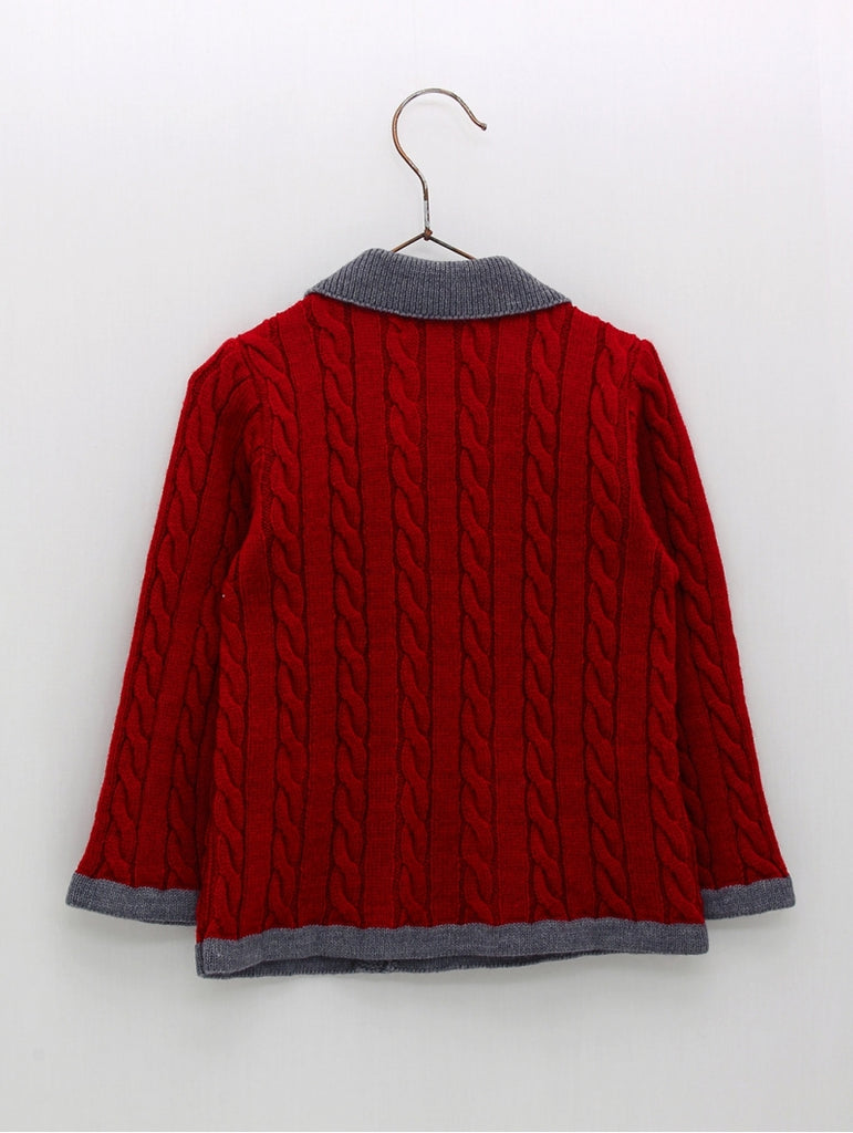 Twisted Knitted Cardigan (Red)