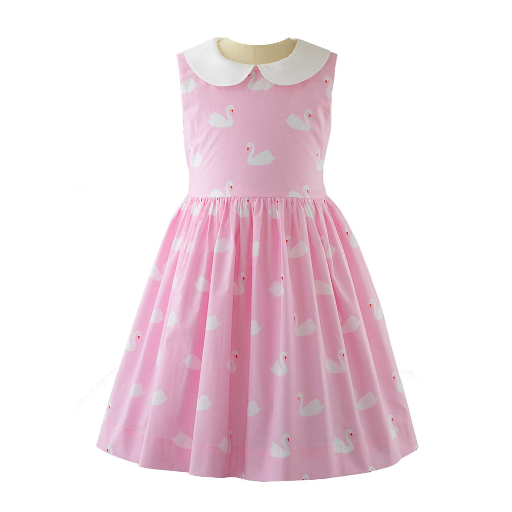 Swan Peter Pan Collar Dress (Pink)