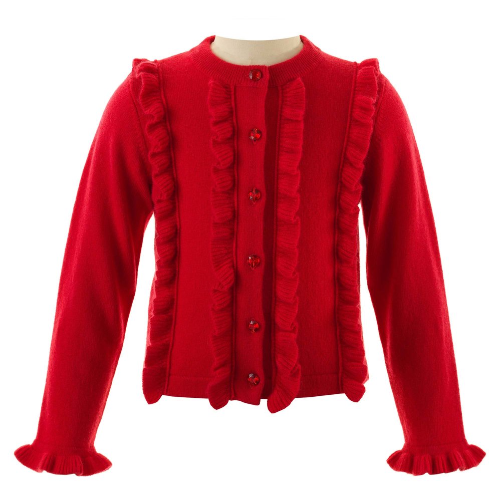 Sparkle Frill Cardigan Red
