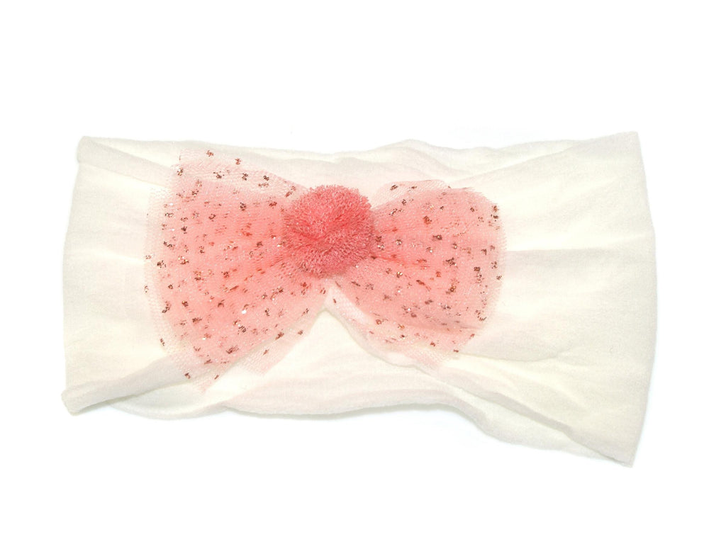 Flamingo Glitter Tulle Bow Baby Headband