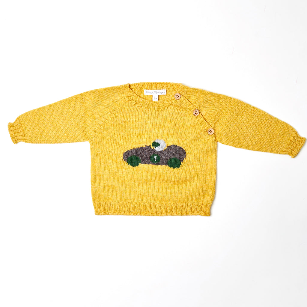 Race Car Sweater (Mustard) - Happy Milk
