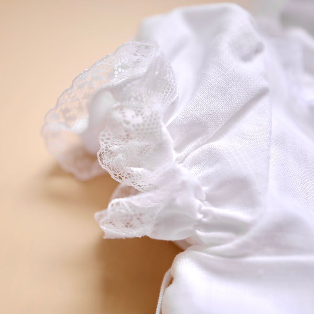 Frill Collar White Lace Dress (White Sash)