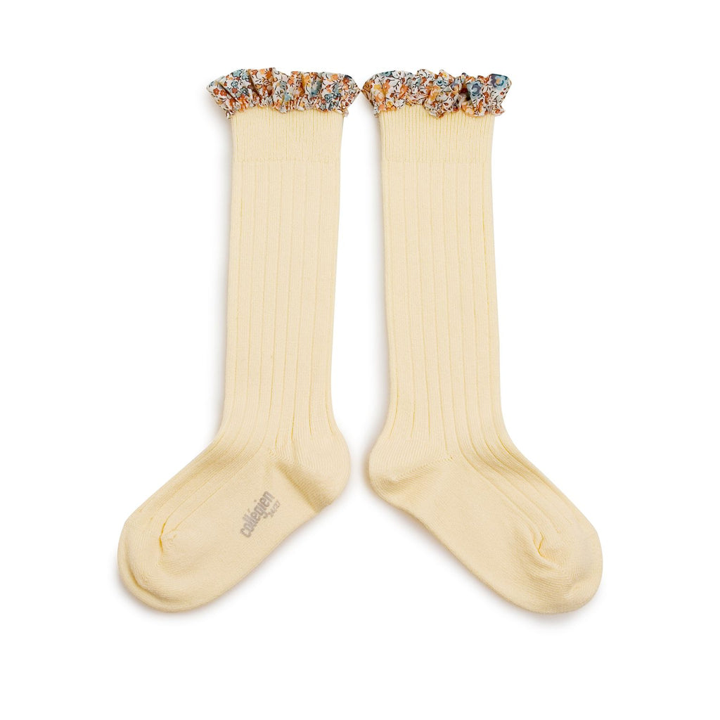 Elisabeth - Liberty Ribbed Knee High Socks (Vanilla)