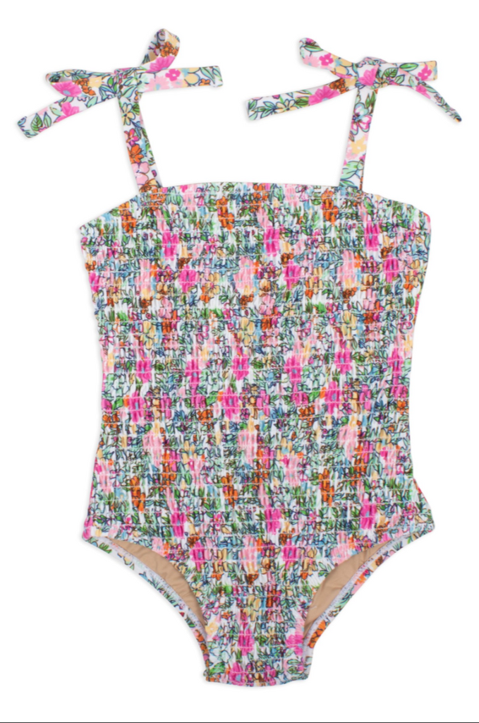 Ditsy Floral Smocked Swimsuit - Happy Milk