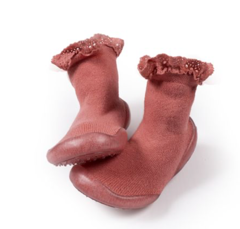 Rose Lace Trim Cotton Sock Slippers