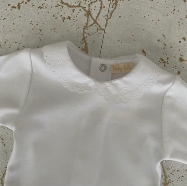 White Baby Onesie with Lace collar