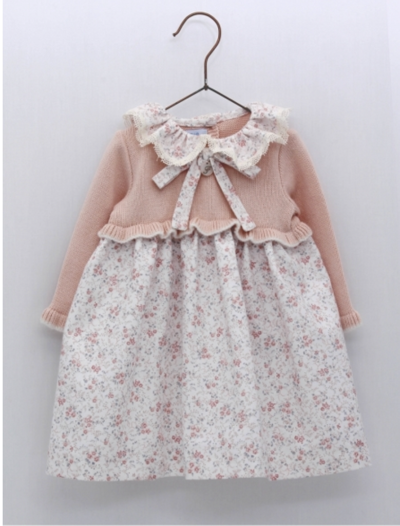 Flowered Girl Dress with Ribbon