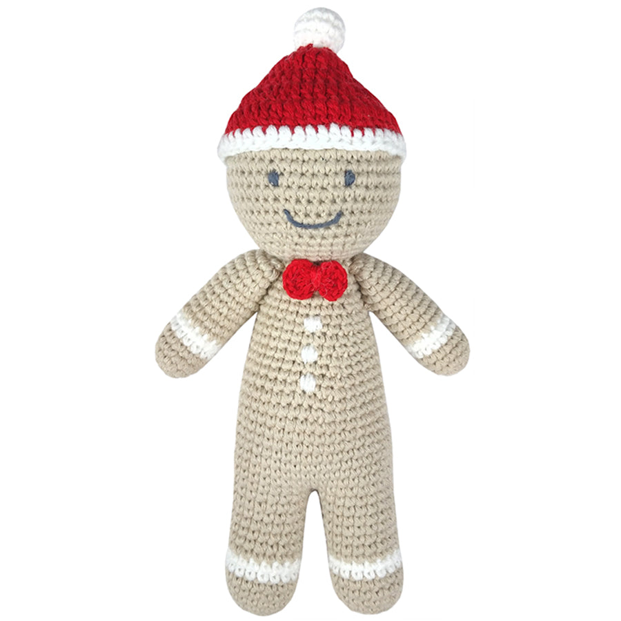 Crochet Gingerbread Man Rattle Toy