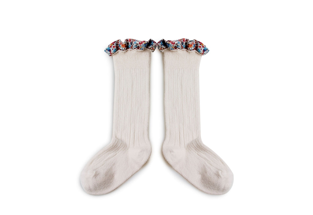 Elisabeth - Liberty Ribbed Knee High Socks (Cream)