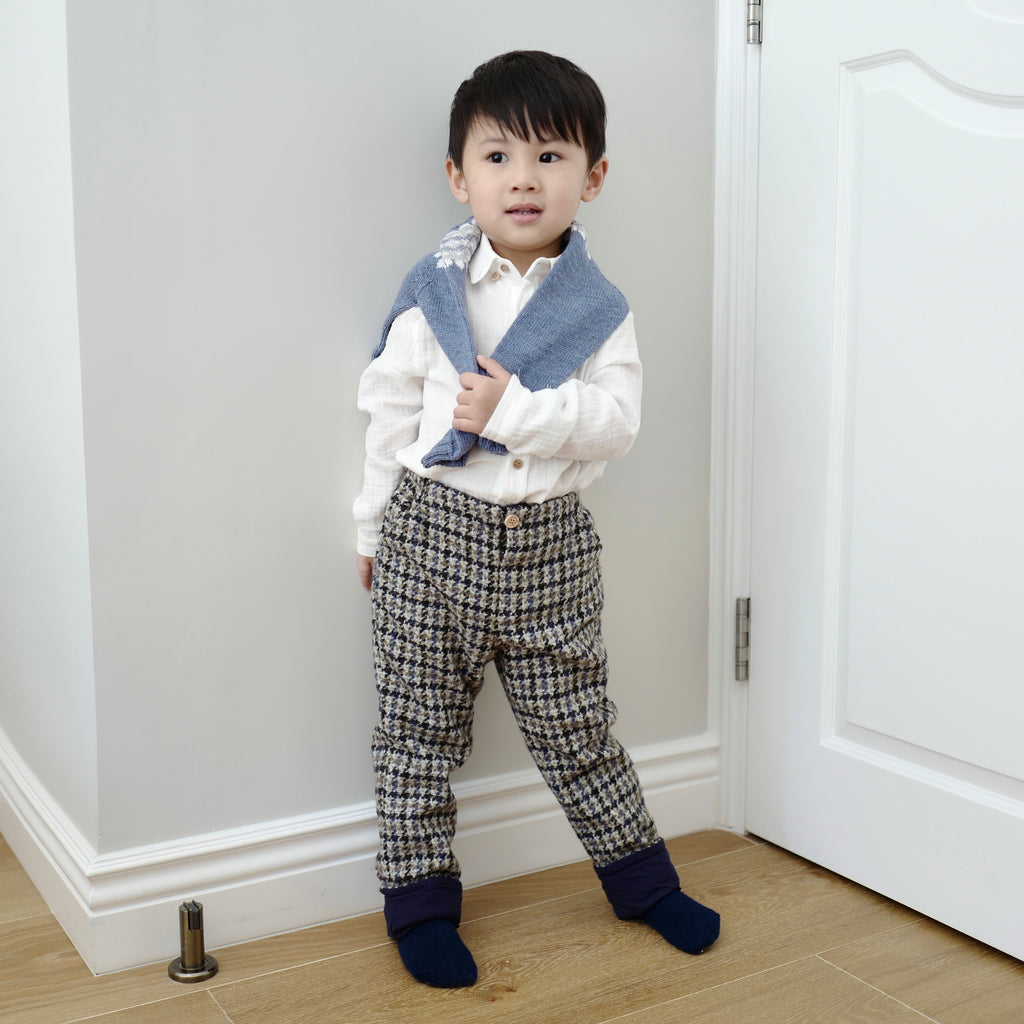 Checked Grey Winter Trousers - Happy Milk