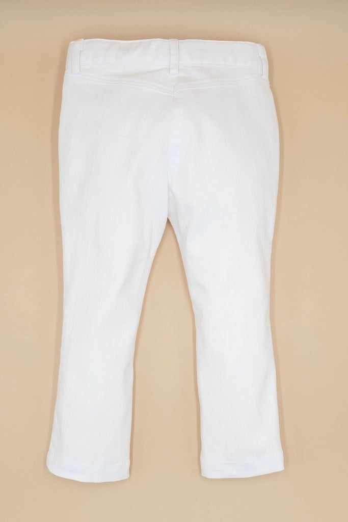 White Elastic Twill Trousers - Happy Milk