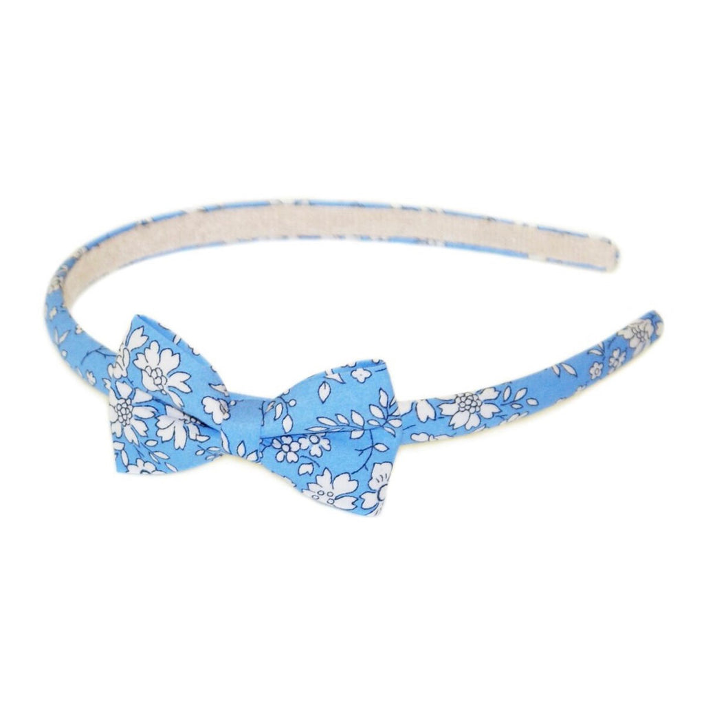 Liberty Capel Bow Blue Suede Lined Alice Band