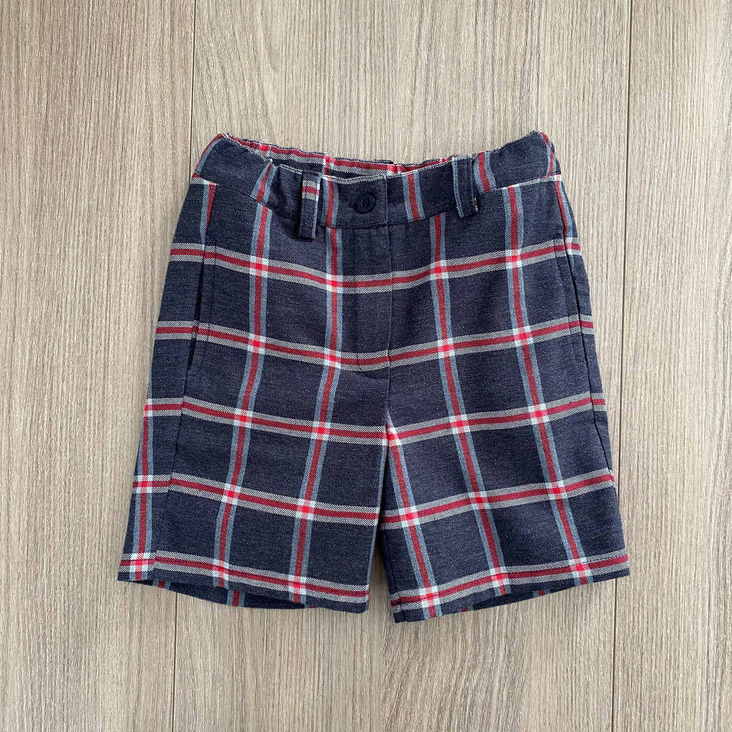 Grey Red Tartan Shorts