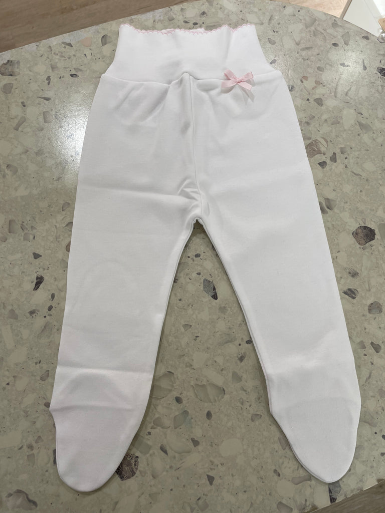 High waist baby girl footed pants (white)
