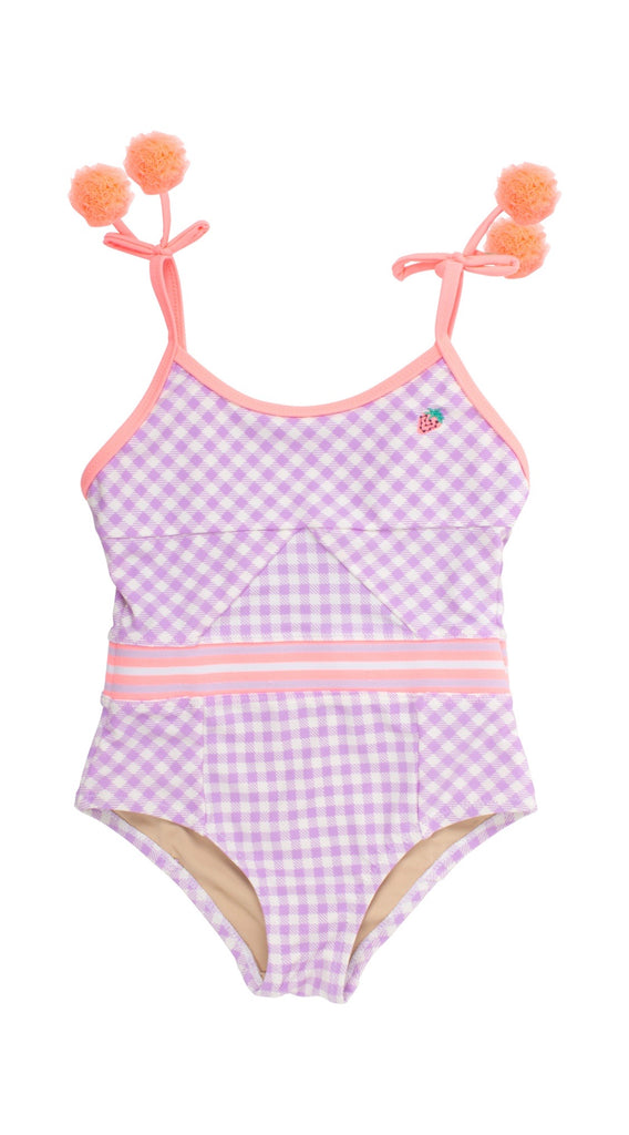 Purple Gingham Checks Swimsuit (Girls) - Happy Milk
