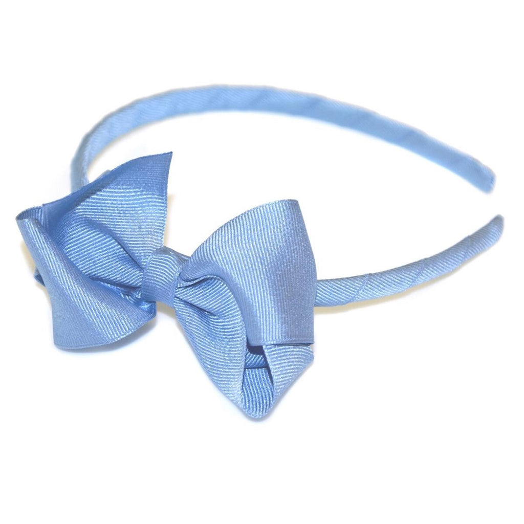 Grosgrain Turned Bow Alice Band Baby Blue