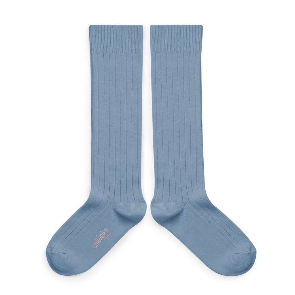 La Haute - High Ribbed Socks (Bleu Azur)